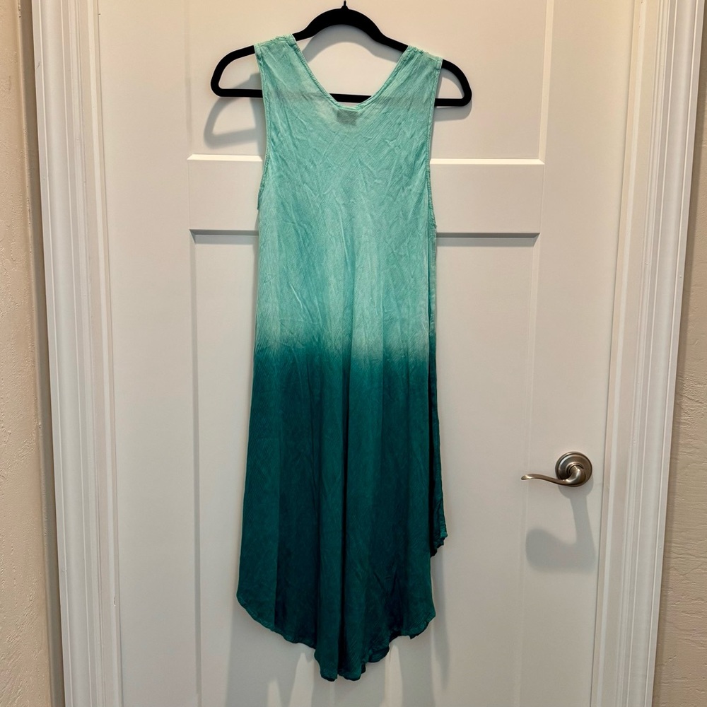 NWT Advance Apparels Long Ombre Dip Dye Sleeveless Dress Aqua Turquoise Size S/M - Picture 5 of 12